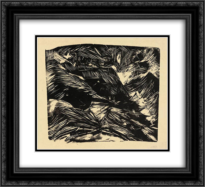 Staffelalp by Moonlight 22x20 Black Ornate Wood Framed Art Print Poster with Double Matting by Kirchner, Ernst Ludwig