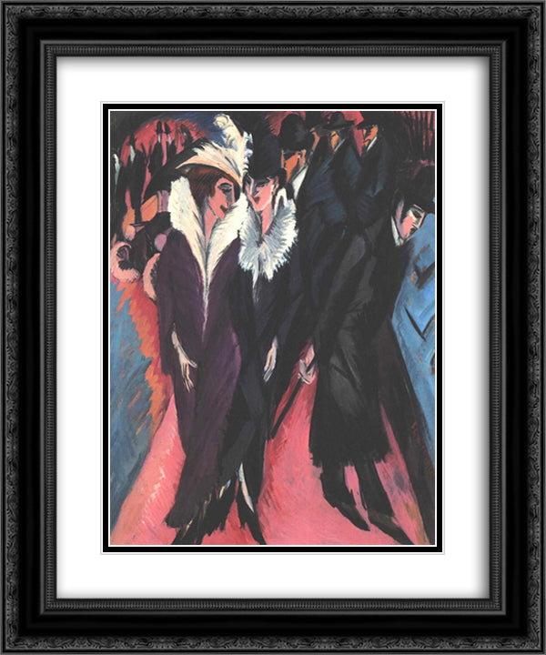 Street, Berlin 20x24 Black Ornate Wood Framed Art Print Poster with Double Matting by Kirchner, Ernst Ludwig