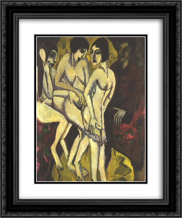 The Choice of Paris 20x24 Black Ornate Wood Framed Art Print Poster with Double Matting by Kirchner, Ernst Ludwig