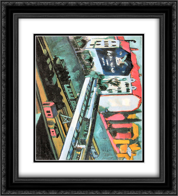 Tram and Rail 20x22 Black Ornate Wood Framed Art Print Poster with Double Matting by Kirchner, Ernst Ludwig