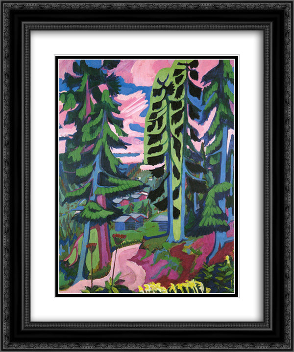 Wildboden Mountains Forest 20x24 Black Ornate Wood Framed Art Print Poster with Double Matting by Kirchner, Ernst Ludwig