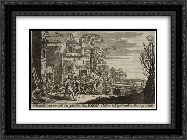 Winter. State 3. 24x18 Black Ornate Wood Framed Art Print Poster with Double Matting by Velde, Esaias van de