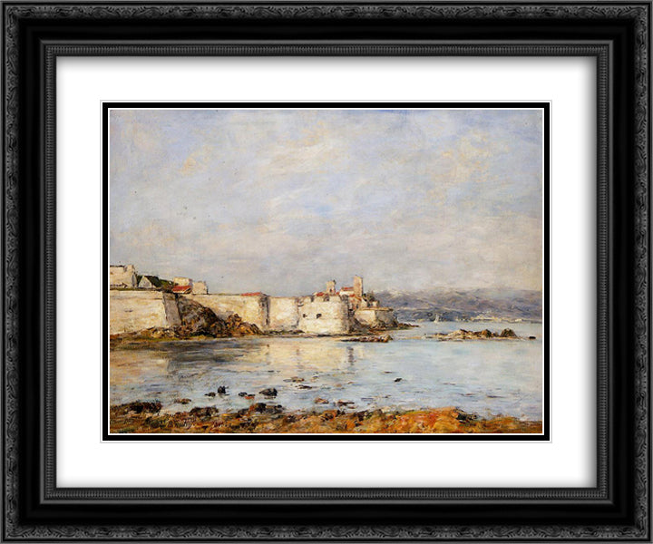 Antibes, the Fortifications 24x20 Black Ornate Wood Framed Art Print Poster with Double Matting by Boudin, Eugene