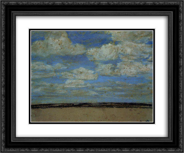Fine Weather on the Estuary 24x20 Black Ornate Wood Framed Art Print Poster with Double Matting by Boudin, Eugene