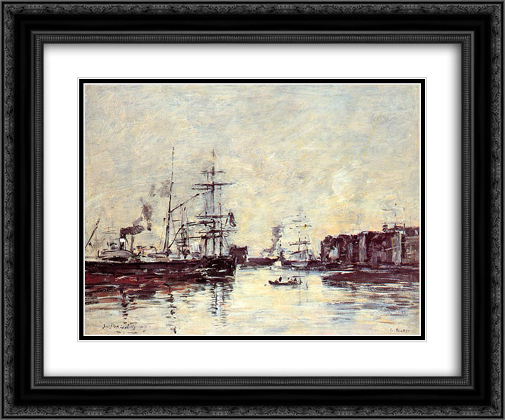 Sailing Boats 24x20 Black Ornate Wood Framed Art Print Poster with Double Matting by Boudin, Eugene