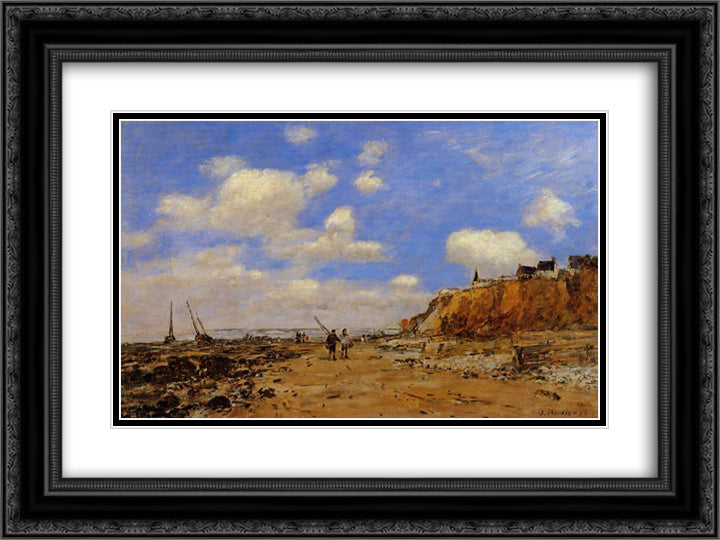 Shoreline with Rising Tide, October 24x18 Black Ornate Wood Framed Art Print Poster with Double Matting by Boudin, Eugene
