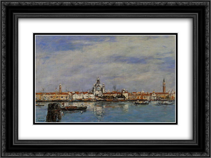 The Giudecca from The Zatteri, Venice 24x18 Black Ornate Wood Framed Art Print Poster with Double Matting by Boudin, Eugene