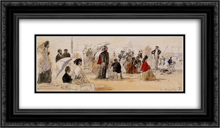 Untitled 24x14 Black Ornate Wood Framed Art Print Poster with Double Matting by Boudin, Eugene