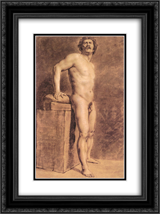 Male Academy Figure 18x24 Black Ornate Wood Framed Art Print Poster with Double Matting by Delacroix, Eugene