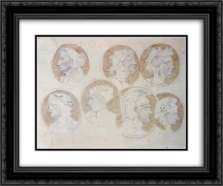 Studies Of Antique Medallions 24x20 Black Ornate Wood Framed Art Print Poster with Double Matting by Delacroix, Eugene
