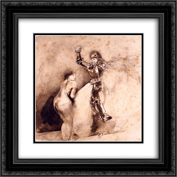 Study for Marphisa 20x20 Black Ornate Wood Framed Art Print Poster with Double Matting by Delacroix, Eugene