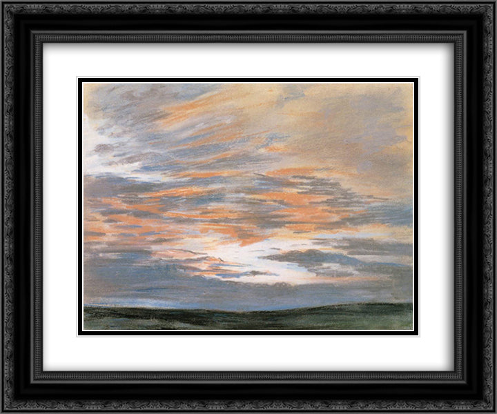 Study of the Sky at Sunset 24x20 Black Ornate Wood Framed Art Print Poster with Double Matting by Delacroix, Eugene