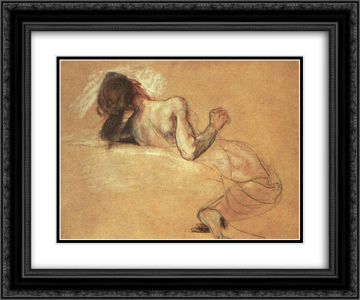 Study Sardanapalus 24x20 Black Ornate Wood Framed Art Print Poster with Double Matting by Delacroix, Eugene