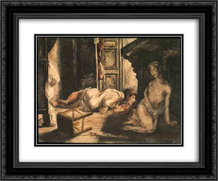 The Bride of Lammermoor 24x20 Black Ornate Wood Framed Art Print Poster with Double Matting by Delacroix, Eugene