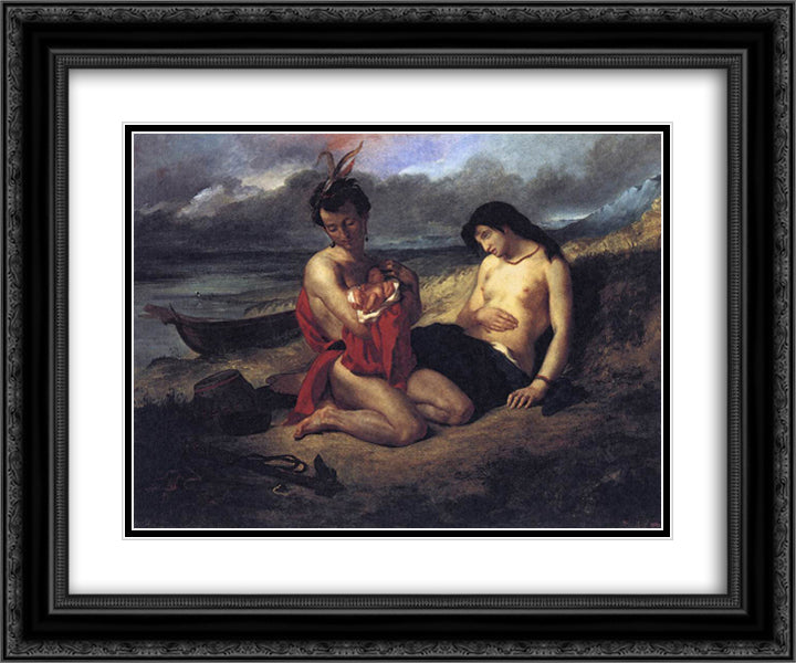 The Natchez 24x20 Black Ornate Wood Framed Art Print Poster with Double Matting by Delacroix, Eugene