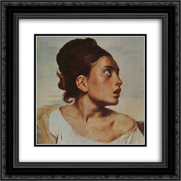 The Orphan Girl at the Cemetery 20x20 Black Ornate Wood Framed Art Print Poster with Double Matting by Delacroix, Eugene