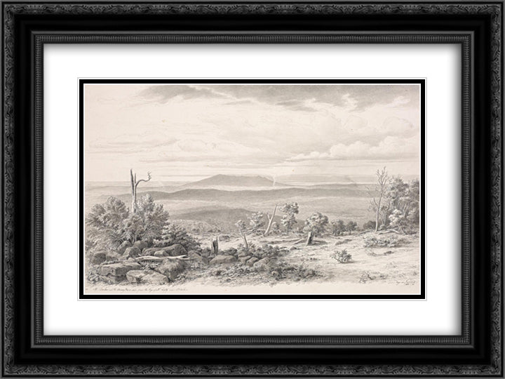 Mt Barker and the Murray plains seen from the top of Mt Lofty near Adelaide 24x18 Black Ornate Wood Framed Art Print Poster with Double Matting by von Guerard, Eugene