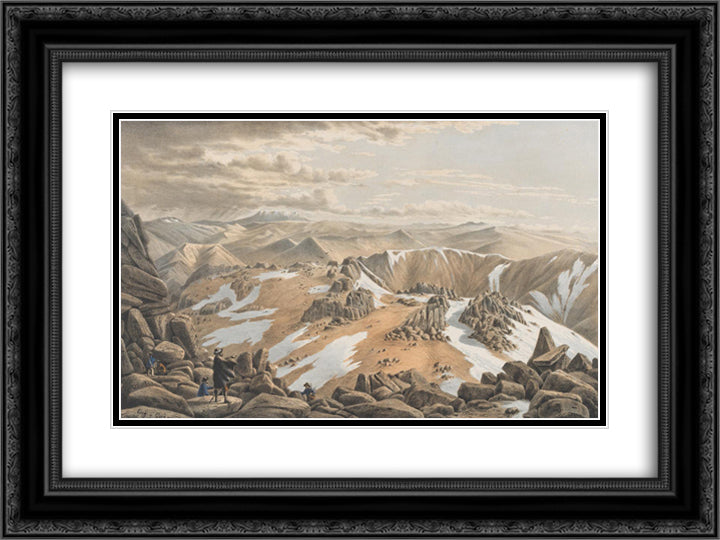 North east view from the top of Mt Kosciusko 24x18 Black Ornate Wood Framed Art Print Poster with Double Matting by von Guerard, Eugene