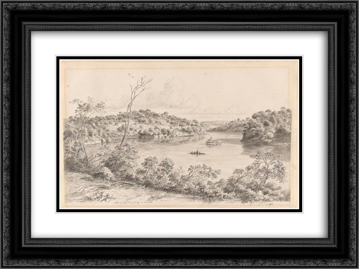 South view of the River Glenelg near its mouth 24x18 Black Ornate Wood Framed Art Print Poster with Double Matting by von Guerard, Eugene