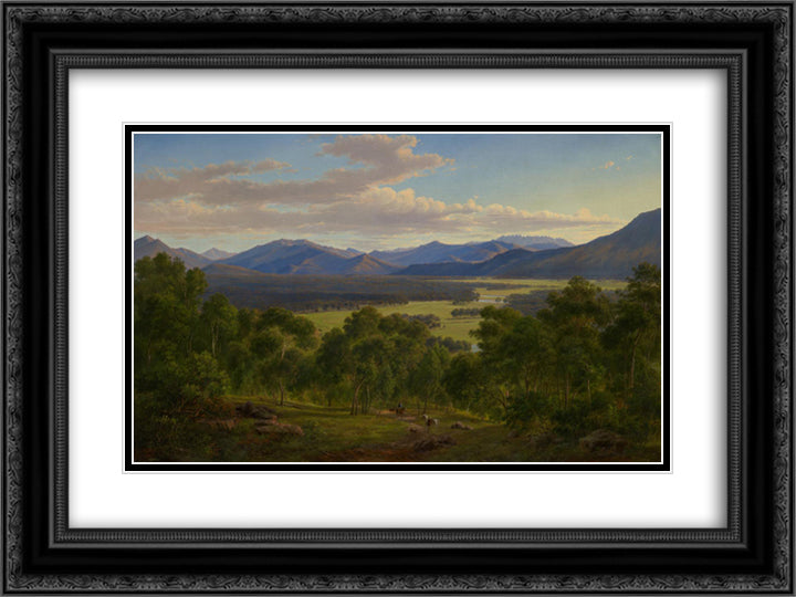 Spring in the valley of the Mitta Mitta with the Bogong Ranges 24x18 Black Ornate Wood Framed Art Print Poster with Double Matting by von Guerard, Eugene
