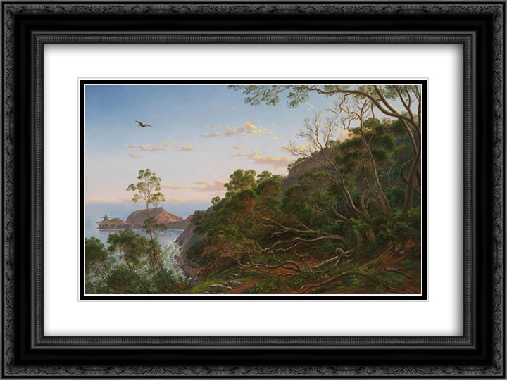 Tea Trees near Cape Schanck, Victoria 24x18 Black Ornate Wood Framed Art Print Poster with Double Matting by von Guerard, Eugene