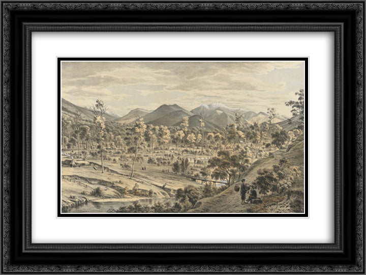 The valley of the Ovens River 24x18 Black Ornate Wood Framed Art Print Poster with Double Matting by von Guerard, Eugene