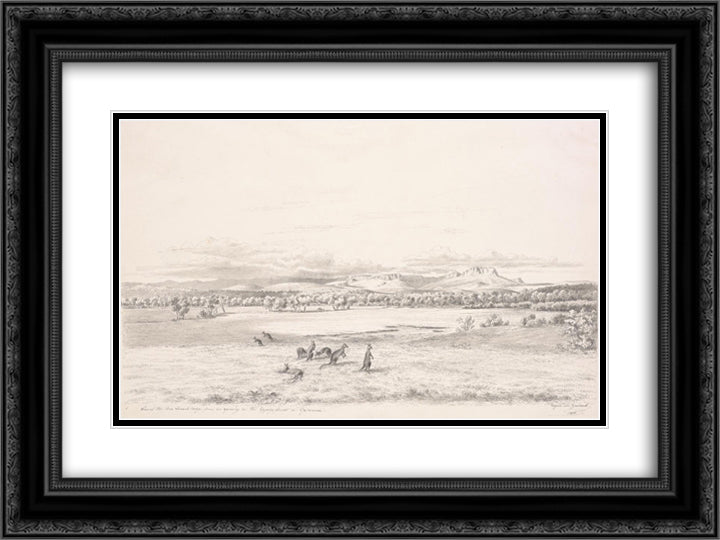 View of the Ben Lomond Range from an opening in the Epping Forest in Tasmania 24x18 Black Ornate Wood Framed Art Print Poster with Double Matting by von Guerard, Eugene