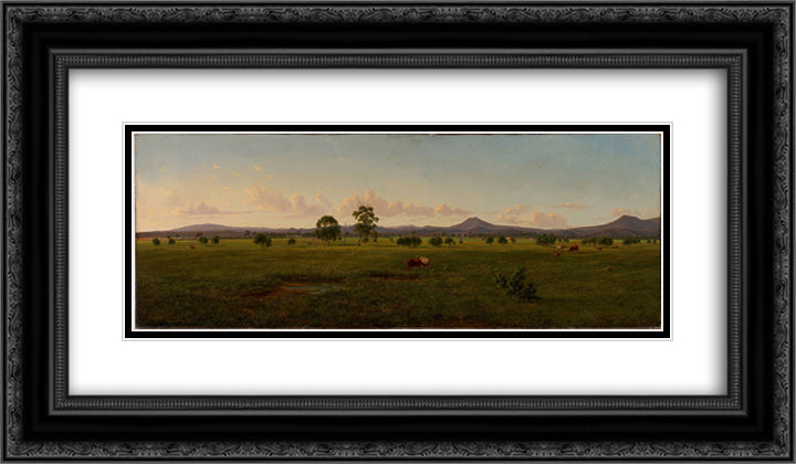 View of the Gippsland Alps, from Bushy Park on the River Avon 24x14 Black Ornate Wood Framed Art Print Poster with Double Matting by von Guerard, Eugene