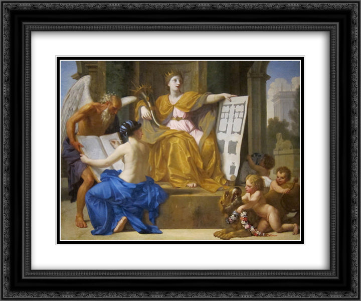 Allegory of Magnificence 24x20 Black Ornate Wood Framed Art Print Poster with Double Matting by Le Sueur, Eustache