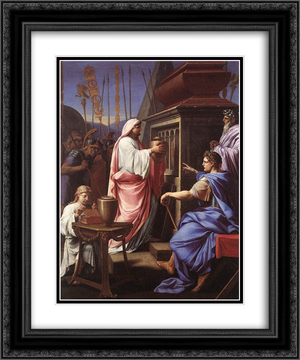 Caligula Depositing the Ashes of his Mother and Brother in the Tomb of his Ancestors 20x24 Black Ornate Wood Framed Art Print Poster with Double Matting by Le Sueur, Eustache