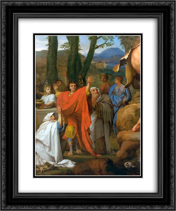Hercules fighting Cacus 20x24 Black Ornate Wood Framed Art Print Poster with Double Matting by Le Sueur, Eustache