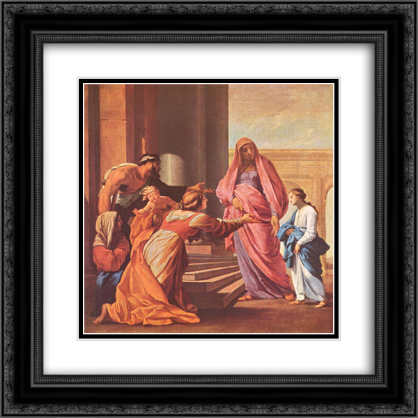 Presentation of the Virgin in the Temple 20x20 Black Ornate Wood Framed Art Print Poster with Double Matting by Le Sueur, Eustache