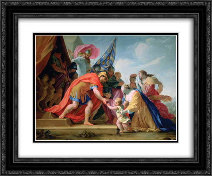 Volumnia and Verturia Before Coriolanus 24x20 Black Ornate Wood Framed Art Print Poster with Double Matting by Le Sueur, Eustache
