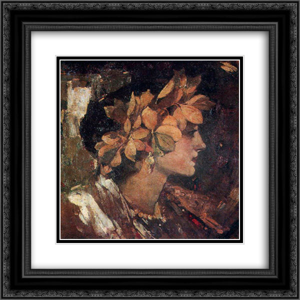 Beatrice 20x20 Black Ornate Wood Framed Art Print Poster with Double Matting by Krychevsky, Fedir