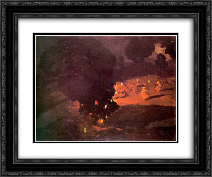 Sobotki 24x20 Black Ornate Wood Framed Art Print Poster with Double Matting by Ruszczyc, Ferdynand
