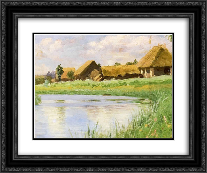 Wies nad rzeka 24x20 Black Ornate Wood Framed Art Print Poster with Double Matting by Ruszczyc, Ferdynand
