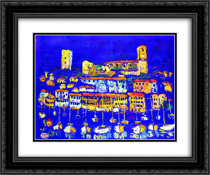 Cannes 24x20 Black Ornate Wood Framed Art Print Poster with Double Matting by Saygi, Fikret Mualla