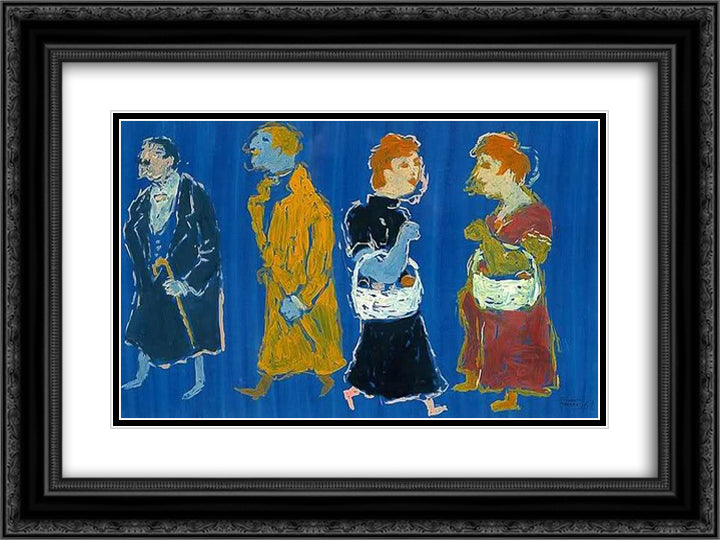 Mavi 24x18 Black Ornate Wood Framed Art Print Poster with Double Matting by Saygi, Fikret Mualla