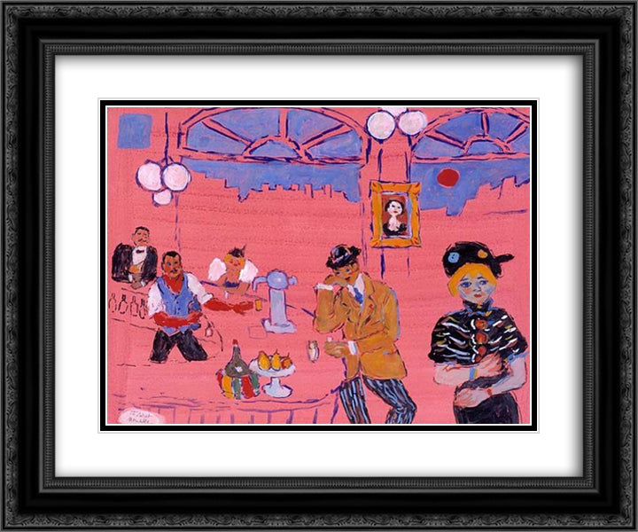 Pembe Kahve 24x20 Black Ornate Wood Framed Art Print Poster with Double Matting by Saygi, Fikret Mualla