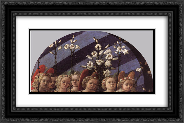 Coronation of the Virgin (detail) 24x16 Black Ornate Wood Framed Art Print Poster with Double Matting by Lippi, Filippo