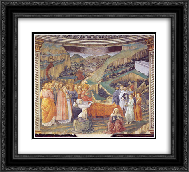 Death of the Virgin 22x20 Black Ornate Wood Framed Art Print Poster with Double Matting by Lippi, Filippo