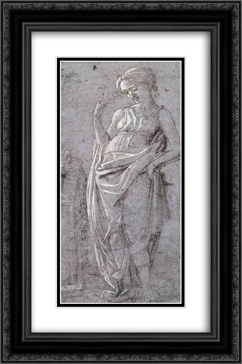Female Figure 16x24 Black Ornate Wood Framed Art Print Poster with Double Matting by Lippi, Filippo