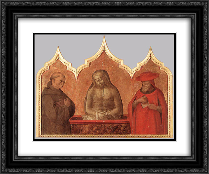 Man of Sorrows 24x20 Black Ornate Wood Framed Art Print Poster with Double Matting by Lippi, Filippo