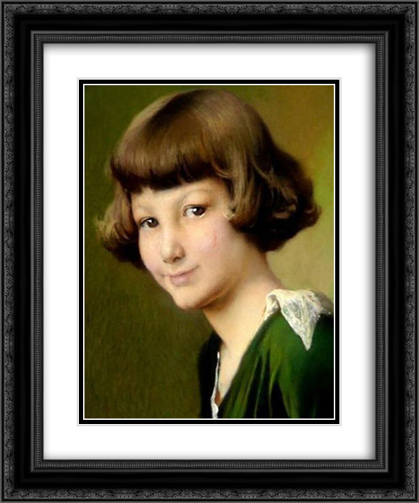 Baroness de Mevius (detail) 20x24 Black Ornate Wood Framed Art Print Poster with Double Matting by Baes, Firmin