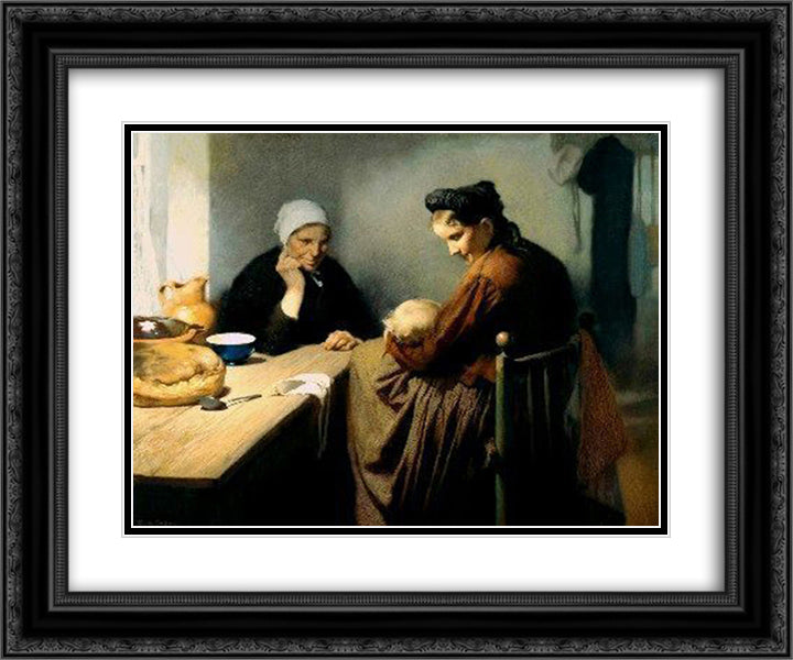 Motherhood 24x20 Black Ornate Wood Framed Art Print Poster with Double Matting by Baes, Firmin