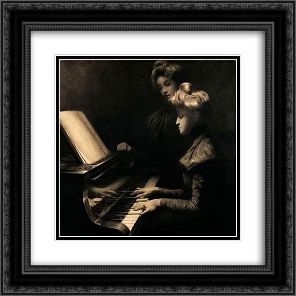 The piano lesson 20x20 Black Ornate Wood Framed Art Print Poster with Double Matting by Baes, Firmin