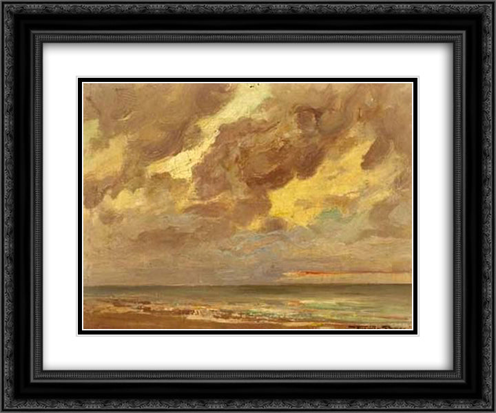 The Sea 24x20 Black Ornate Wood Framed Art Print Poster with Double Matting by Baes, Firmin
