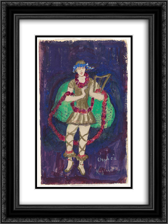 Costume design (Nijinsky) for artist's ballet Orphee of the Quat-z-arts 18x24 Black Ornate Wood Framed Art Print Poster with Double Matting by Stettheimer, Florine