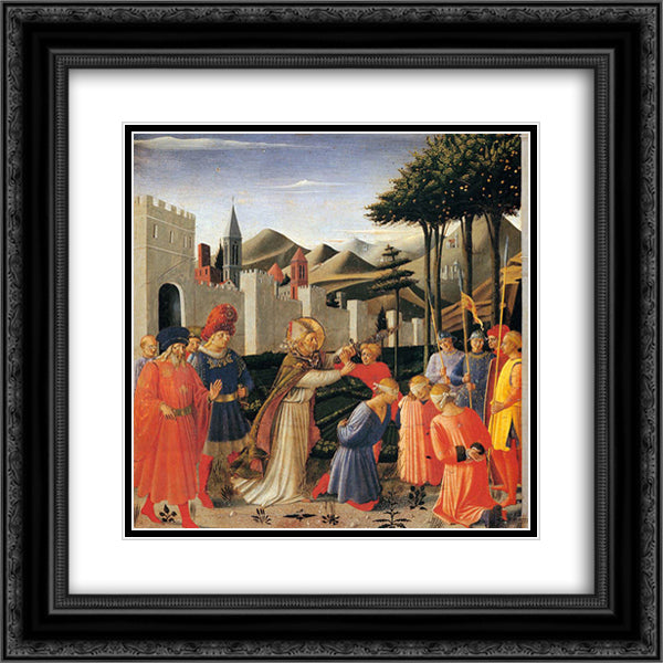 The Story of St. Nicholas The Liberation of Three Innocents 20x20 Black Ornate Wood Framed Art Print Poster with Double Matting by Angelico, Fra