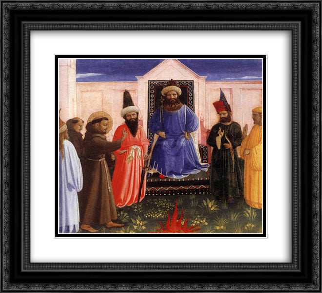The Trial by Fire of St. Francis before the Sultan 22x20 Black Ornate Wood Framed Art Print Poster with Double Matting by Angelico, Fra